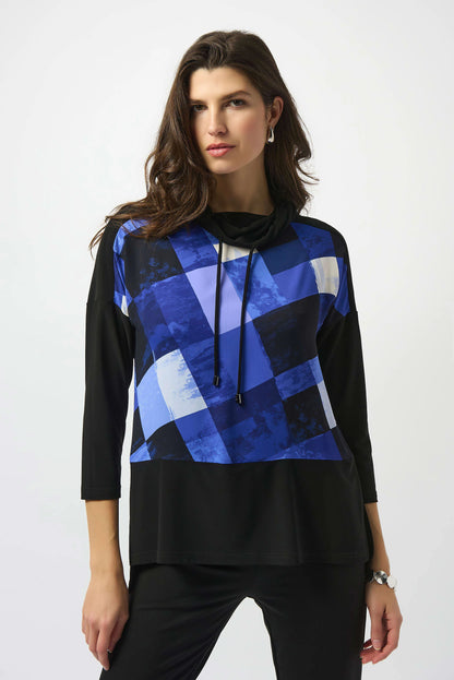 Silky Knit Plaid Print Boxy Tunic