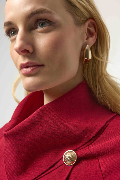 Sweater Knit Coat with Overlap Collar