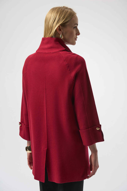 Sweater Knit Coat with Overlap Collar