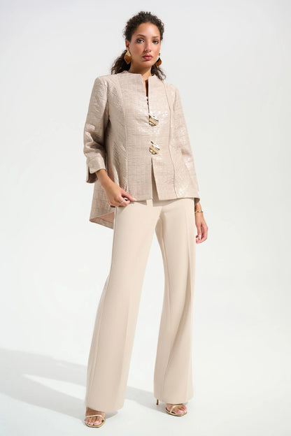 Signature | Foiled Textured Jacquard Trapeze Jacket With Statement Button