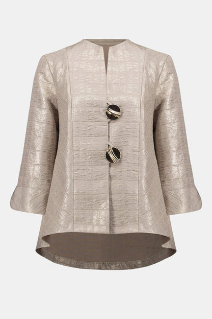 Signature | Foiled Textured Jacquard Trapeze Jacket With Statement Button
