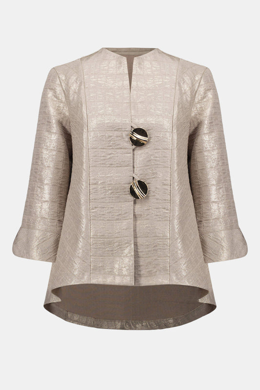 Signature | Foiled Textured Jacquard Trapeze Jacket With Statement Button