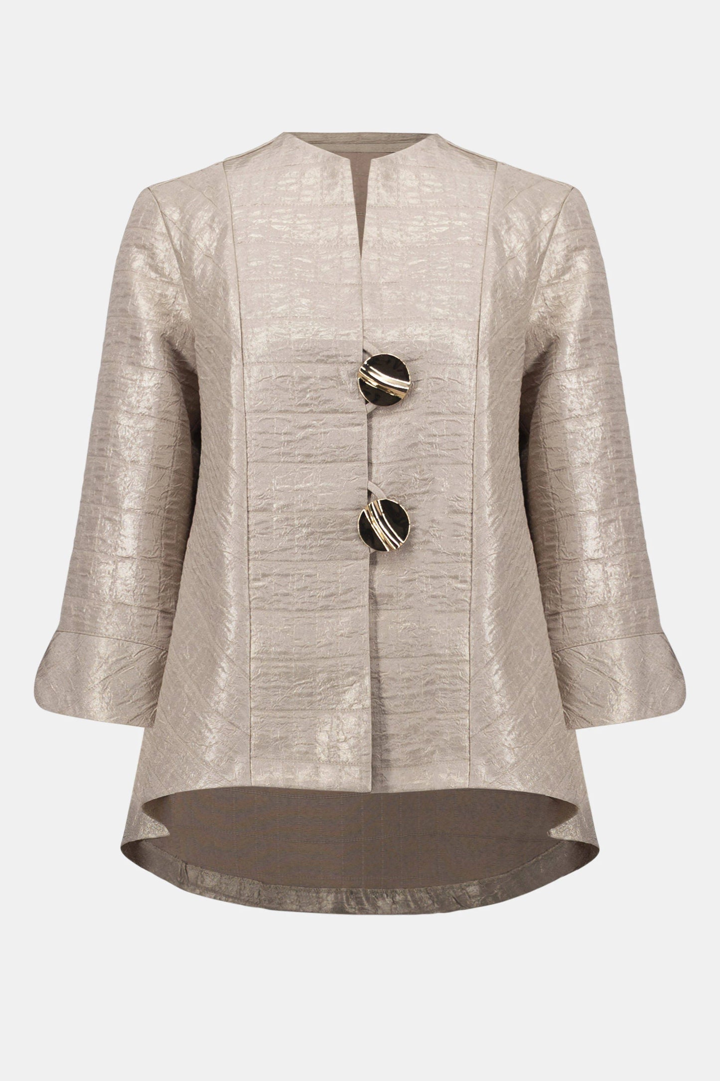 Signature | Foiled Textured Jacquard Trapeze Jacket With Statement Button