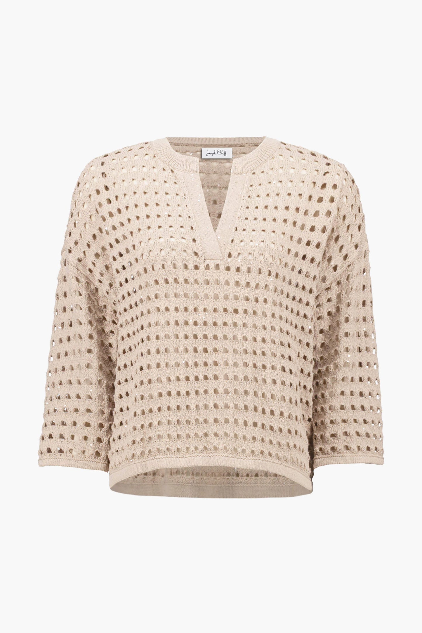 Cotton Blend Open Stitch Boxy Sweater