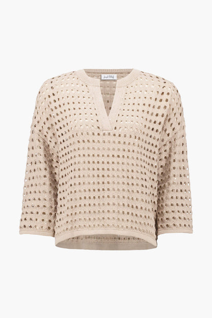 Cotton Blend Open Stitch Boxy Sweater