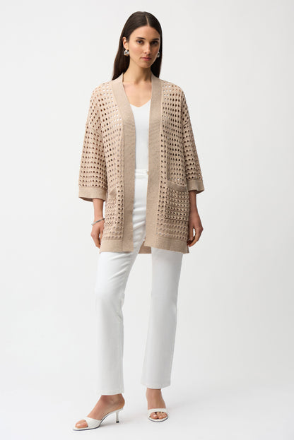 Cotton Blend Open Stitch Boxy Cardigan