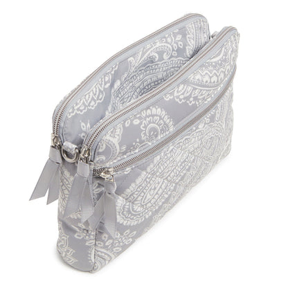 Triple Compartment Crossbody Bag in Performance Twill- Cloud Gray Paisley