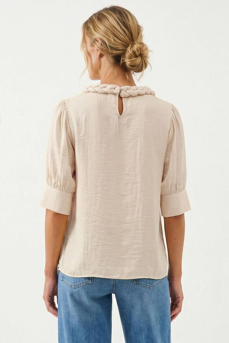 Half Sleeve Braided Detail Blouse