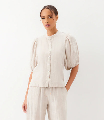 Puff Sleeve Linen Shirt