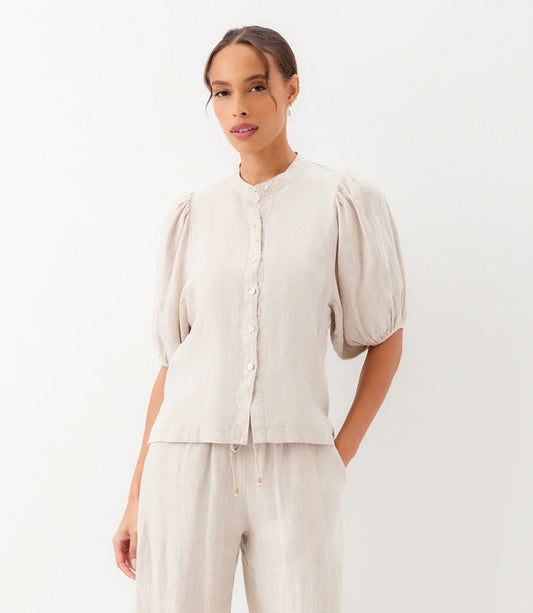 Puff Sleeve Linen Shirt