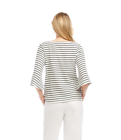 Stripe Flare Sleeve Pick Up Top