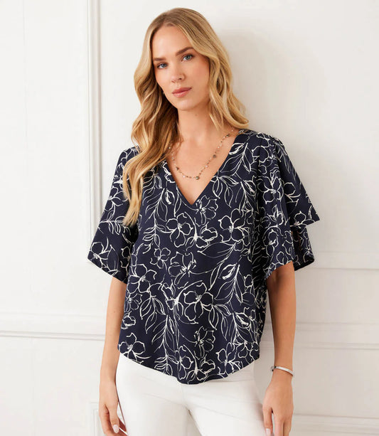 Flutter Sleeve V-Neck Top