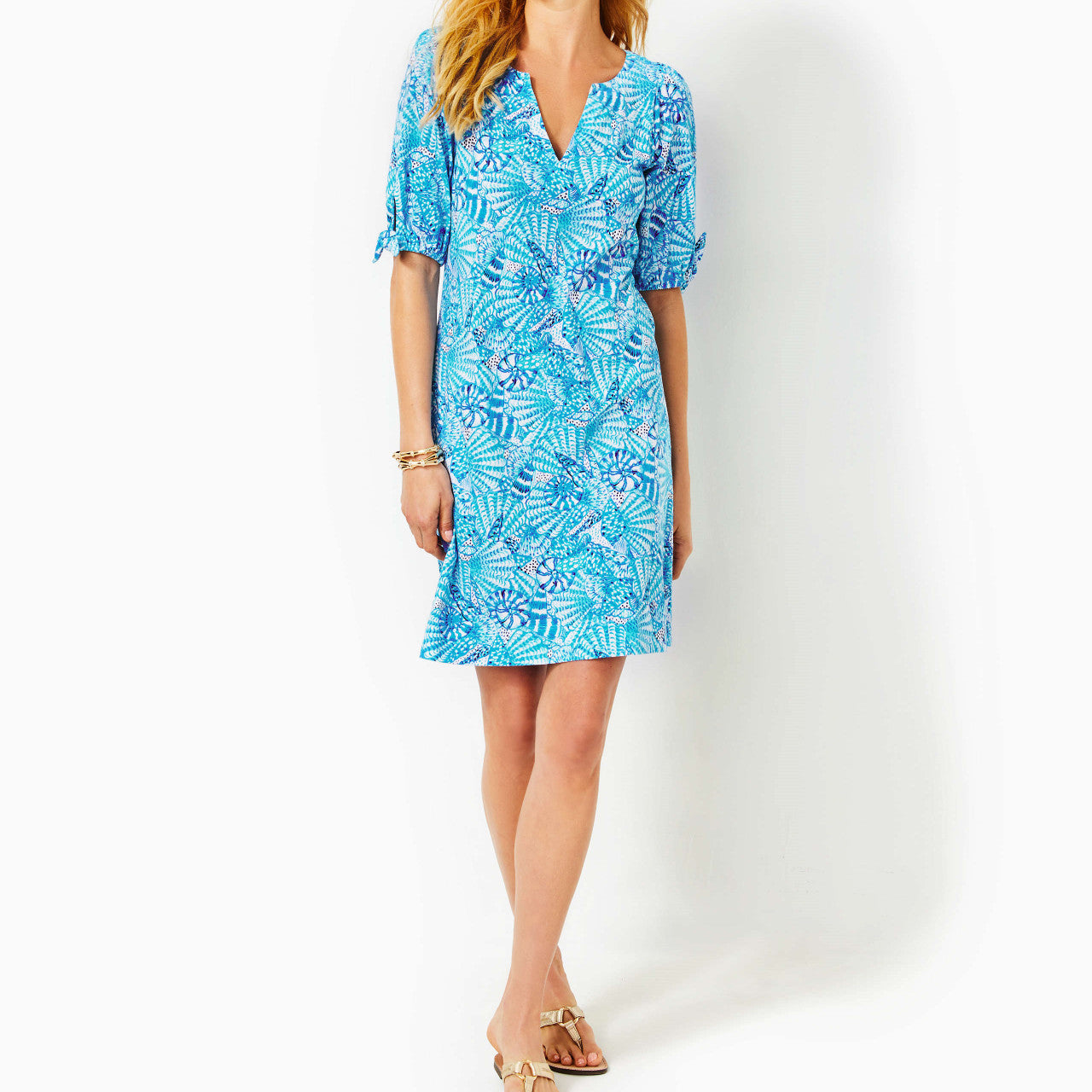 Easley Short Sleeve Dress - Amalfi Blue By The Seashore