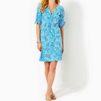 Easley Short Sleeve Dress - Amalfi Blue By The Seashore