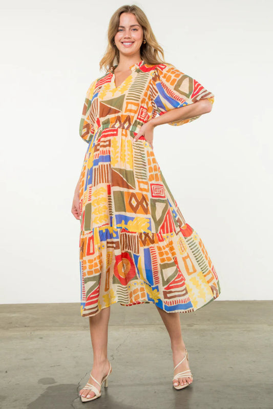 Abstract Print Dress