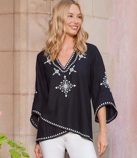 Bracelet Sleeve Embroidered Asymmetric Top