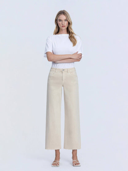 HIGH RISE CROP WIDE LEG JEANS