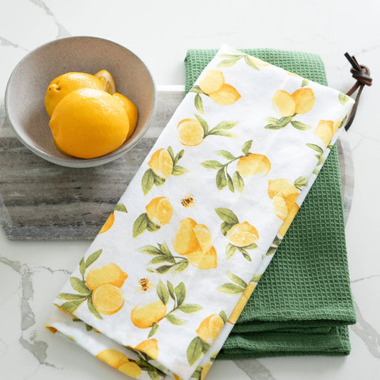 ELSIE & ZOEY  3 Piece Lemon Tree Tea Towel Set