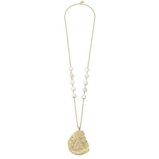 Long Oyster and Pearl Necklace