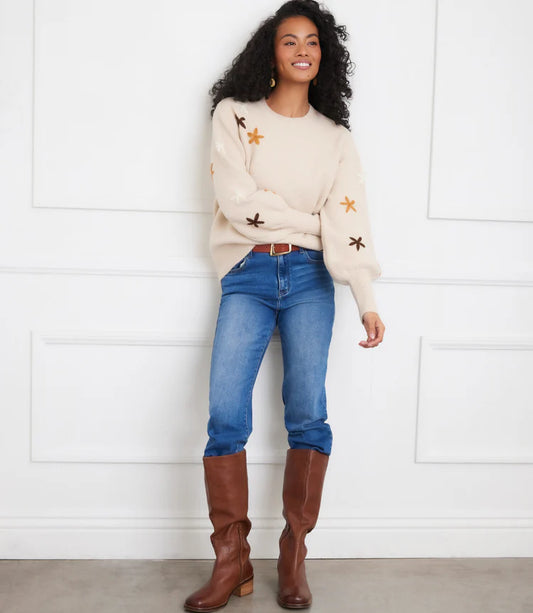 Embroidered Flower Sweater