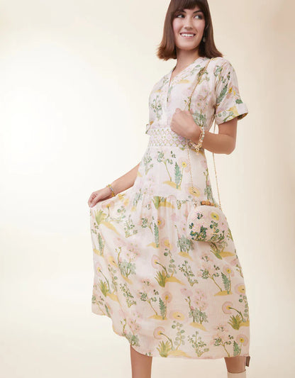 Natalee Midi Dress Enclave Stripe Floral Springs