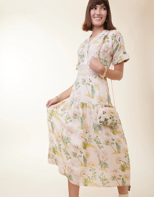 Natalee Midi Dress Enclave Stripe Floral Springs