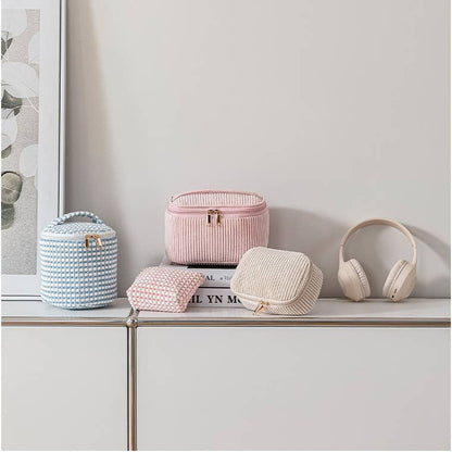 4 pcs Portable Corduroy Travel Toiletry Bag