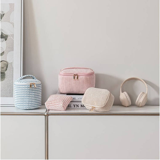 4 pcs Portable Corduroy Travel Toiletry Bag
