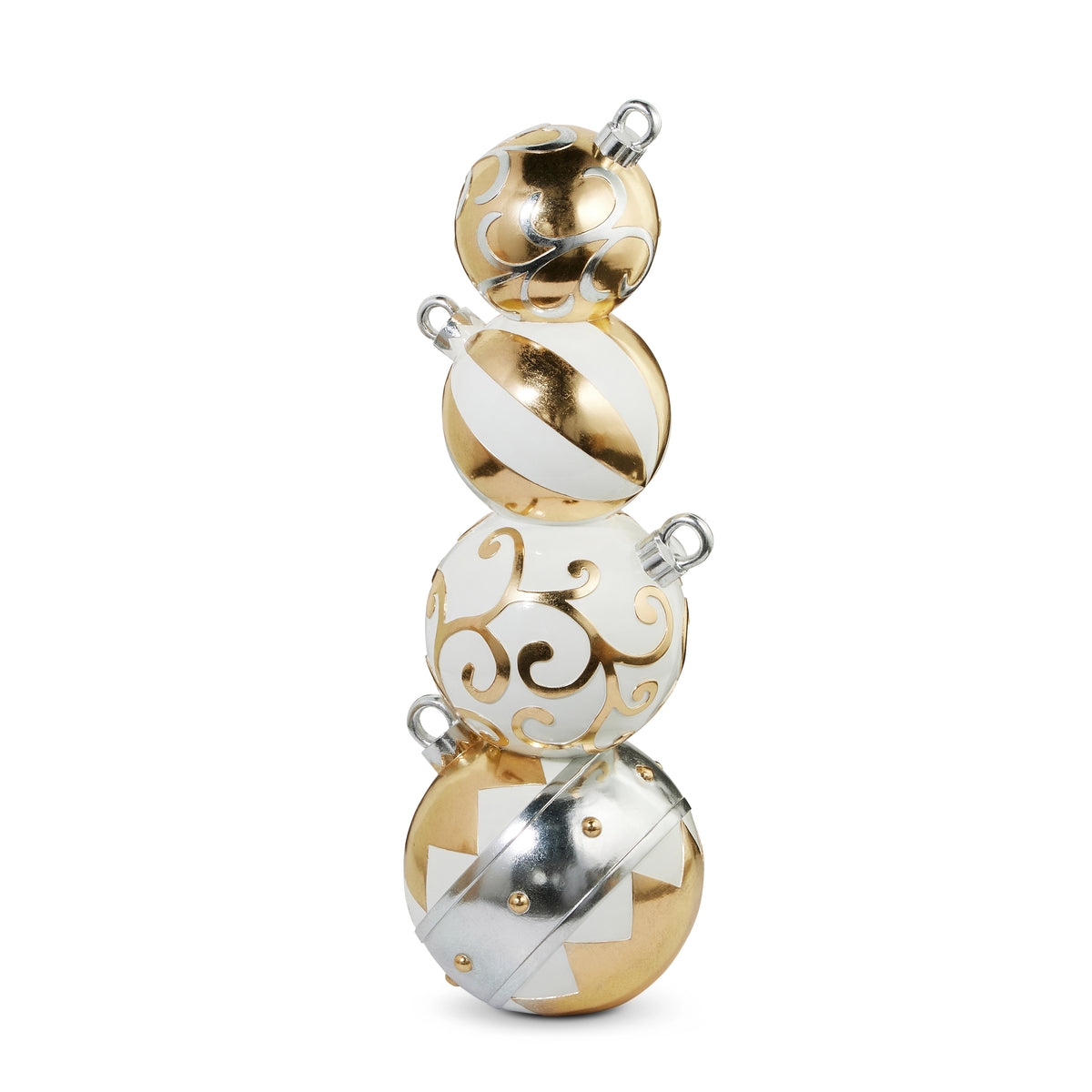 38" White and Gold Stacked Ornaments