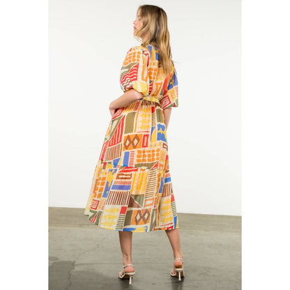 Abstract Brown Print Dress