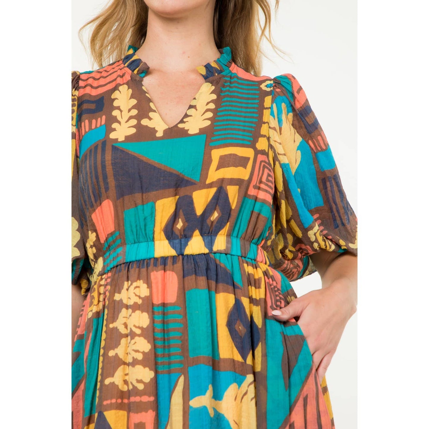 Abstract Brown Print Dress