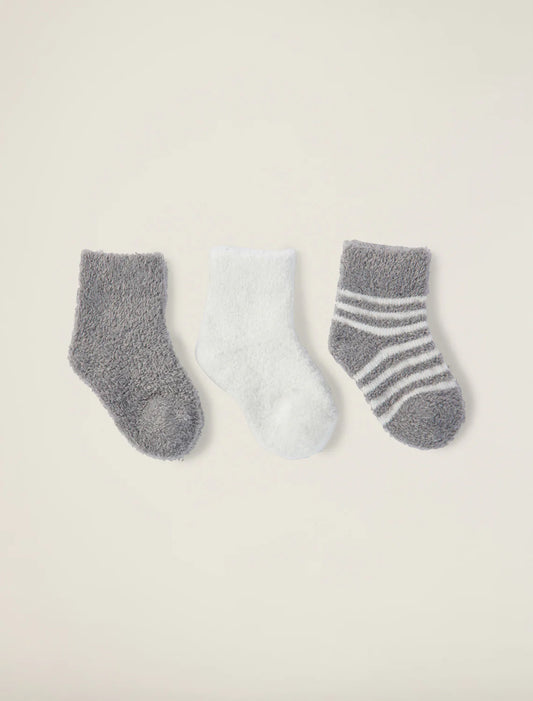 CozyChic Lite® Infant Sock Set- Pewter/Pearl