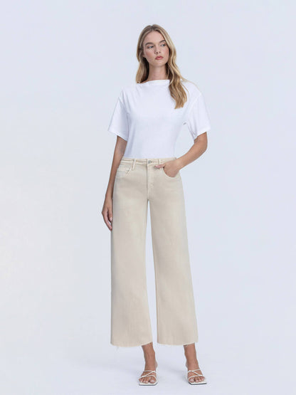 HIGH RISE CROP WIDE LEG JEANS