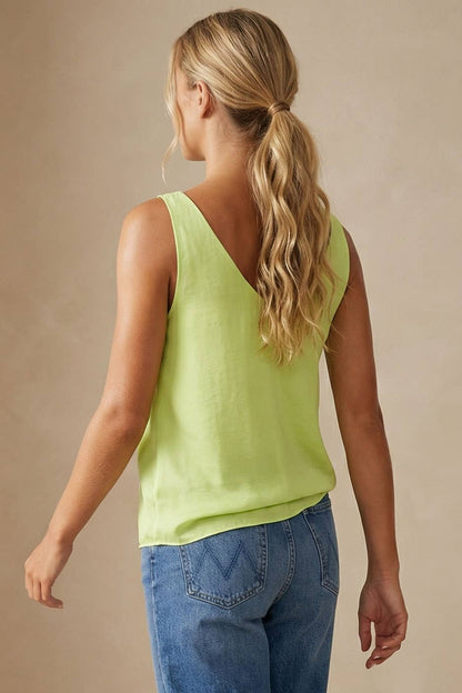 Classic V-neck Tank Top With Strap Accent