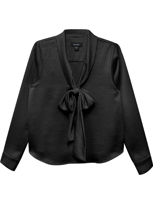 Long Sleeve Satin Bow Top