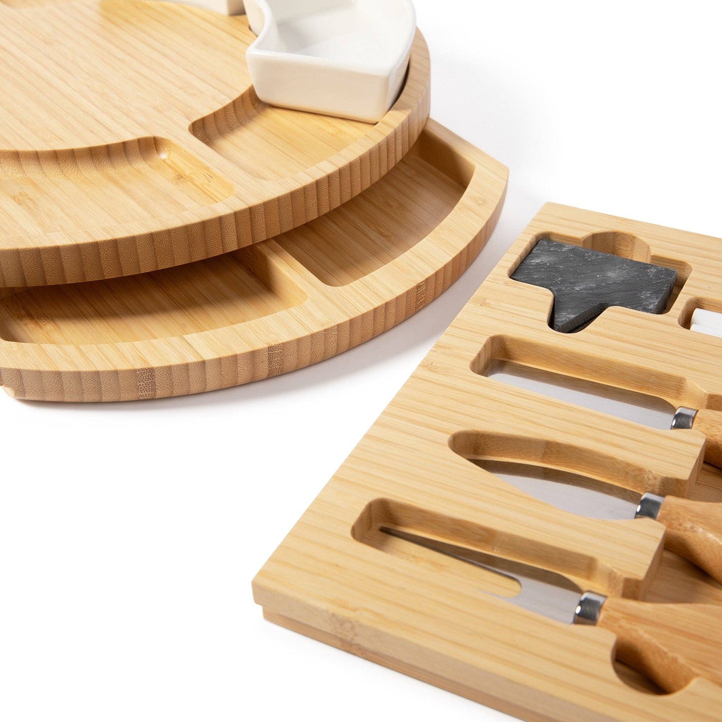 Two Drawer Bamboo Charcuterie Board Set