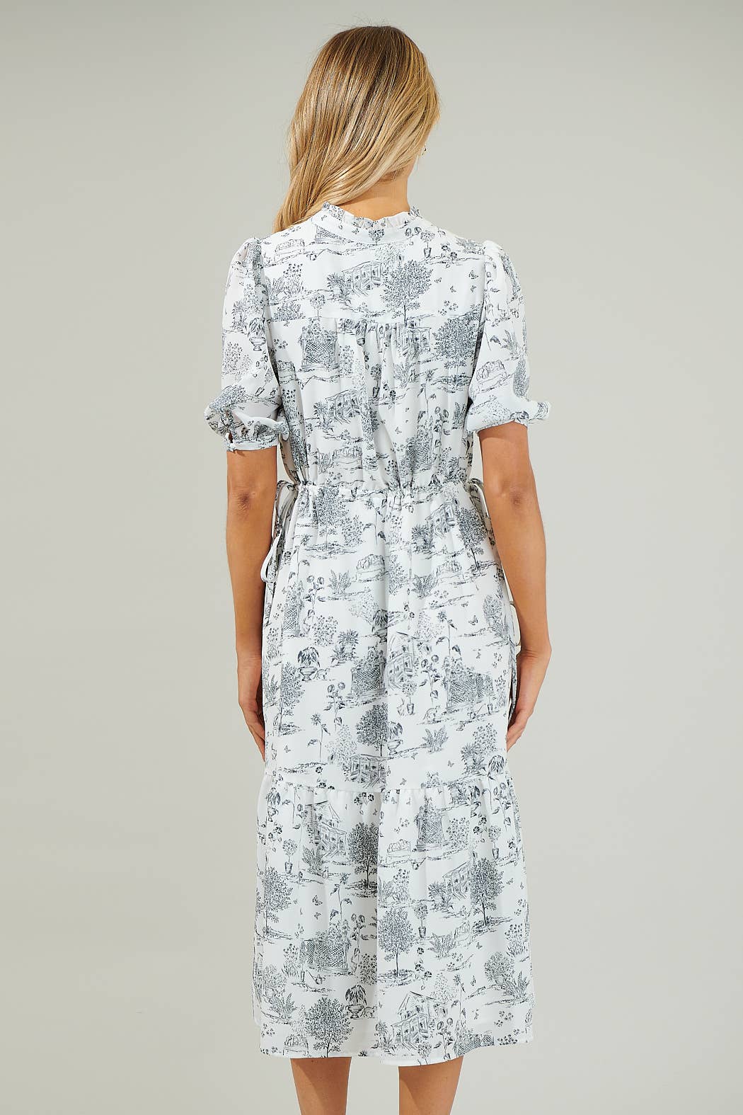 Renzo Toile Pleated Midi Dress