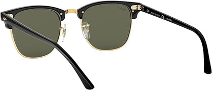 Clubmaster Classic - Polished Black On Gold w/ Green Lens