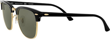 Clubmaster Classic - Polished Black On Gold w/ Green Lens
