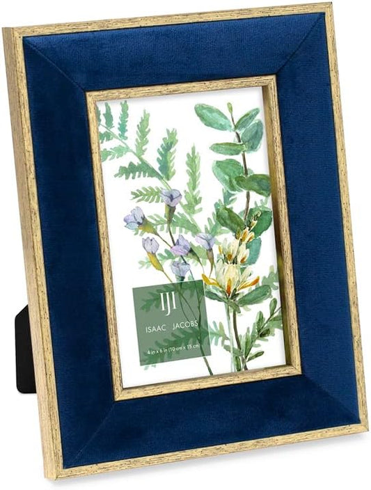 Malden 4x6 Blue Velvet with gold Trim Frame