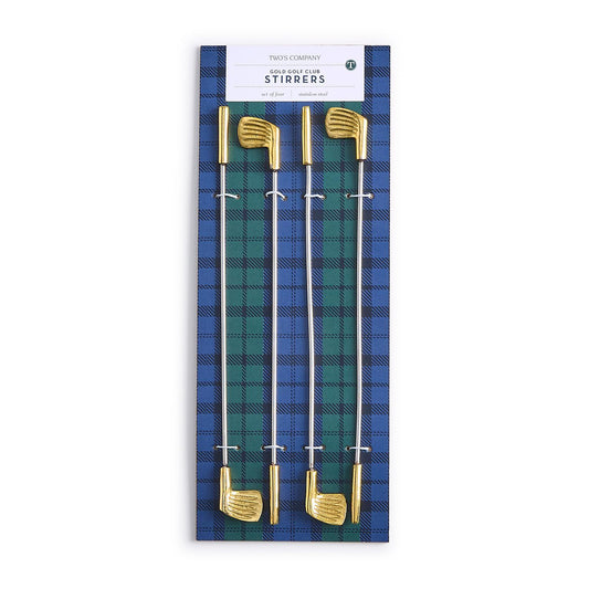 Set of 4 Gold Golf Club Stirrers