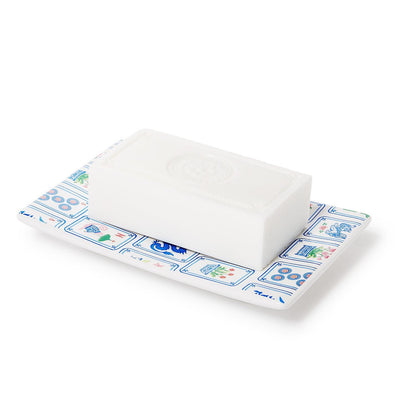 Mahjong Hibiscus & Moss Scented French MIlled Soap on Ceramic Plate