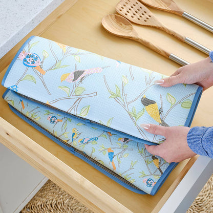 Floral Finch & Friends Dish Drying Mats, Set of 2