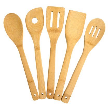 5-Piece Bamboo Cooking Utensil Set, Dishwasher Safe