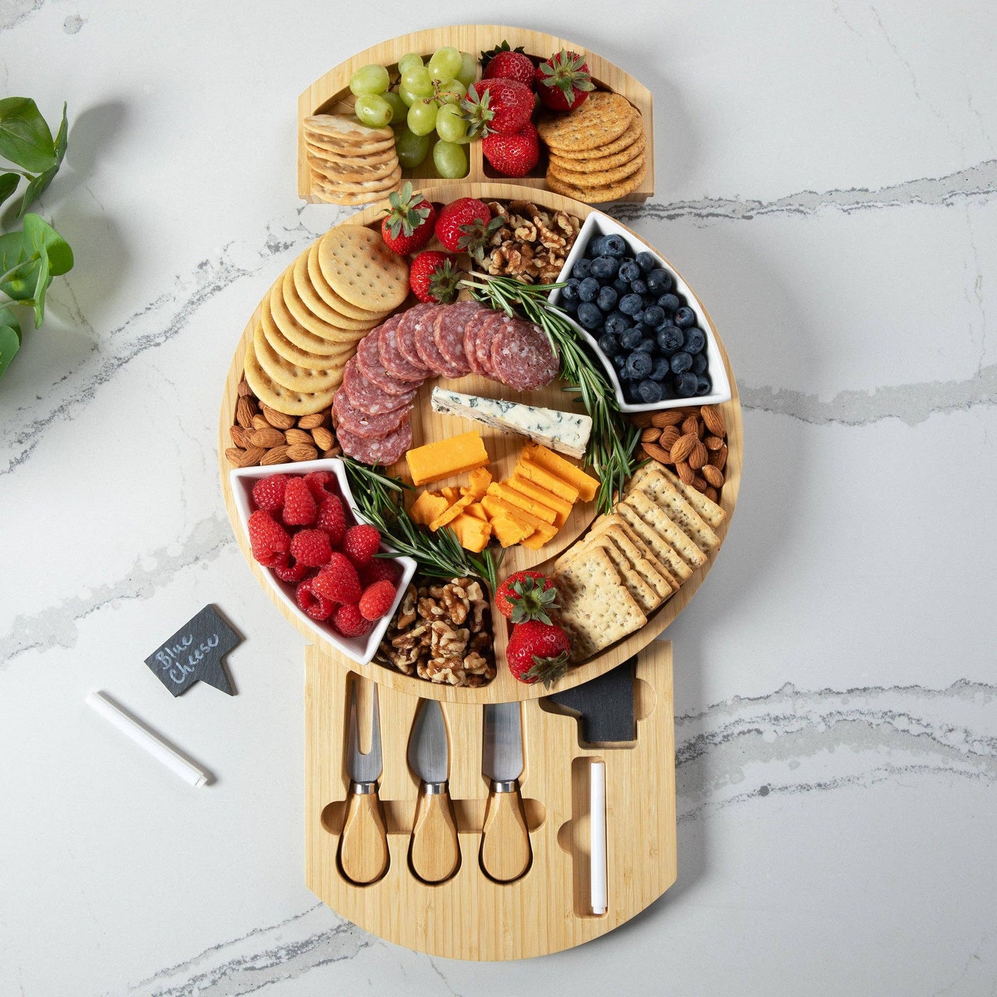 Two Drawer Bamboo Charcuterie Board Set