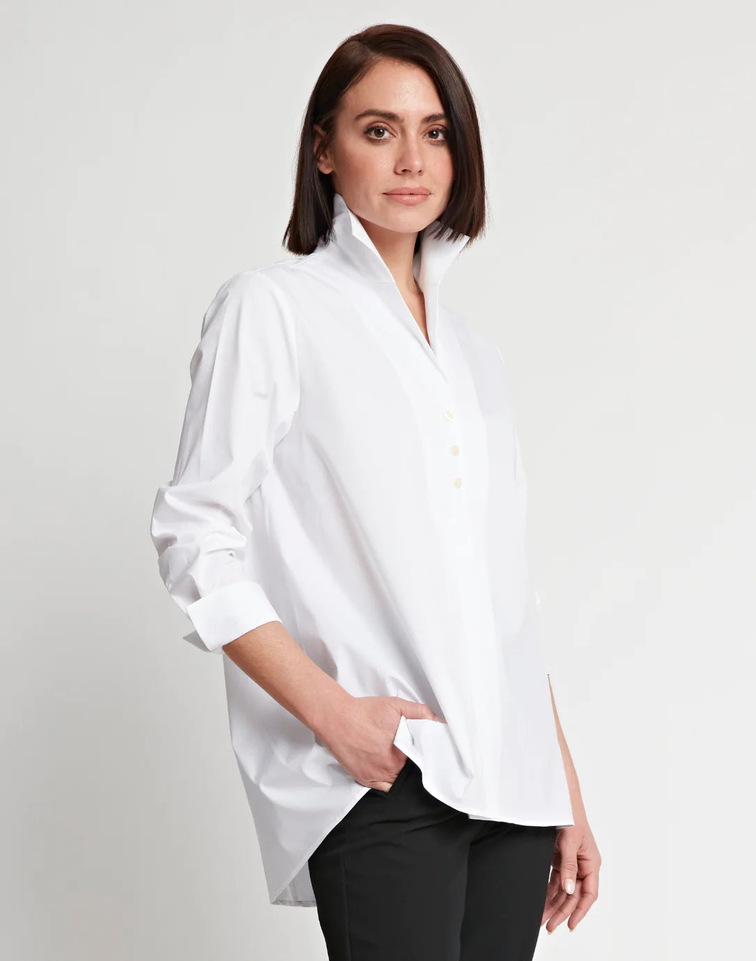 Betty Long Sleeve Cotton Tunic- White