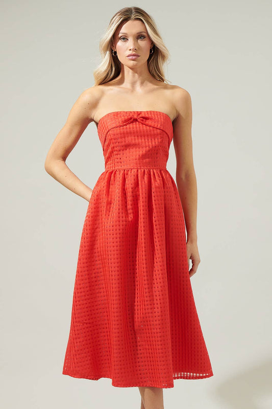 Cary Chest Bow Midi Dress