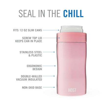 Stay-Chill Insulated Can Cooler - Slim Cans - Peony Pink