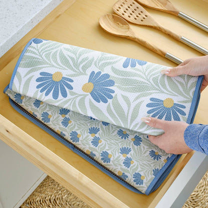 Blue Coneflower Dish Drying Mats, Set of 2
