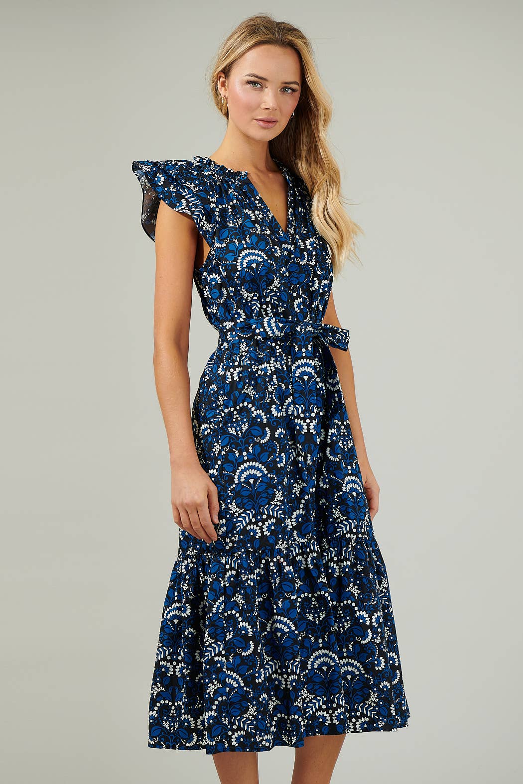 Dynamite Floral Button Midi Dress